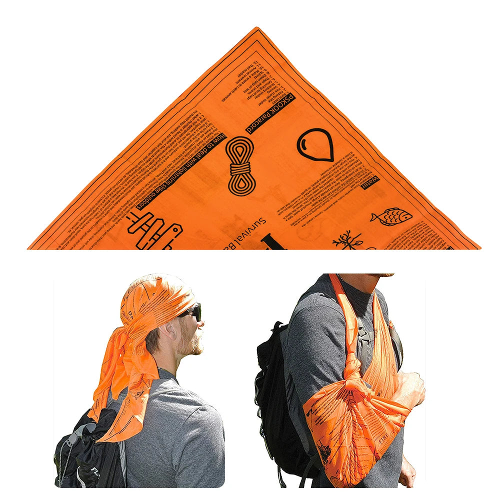 Survival Bandana – High-Visibility Cotton Outdoor Bandana with Survival Tips