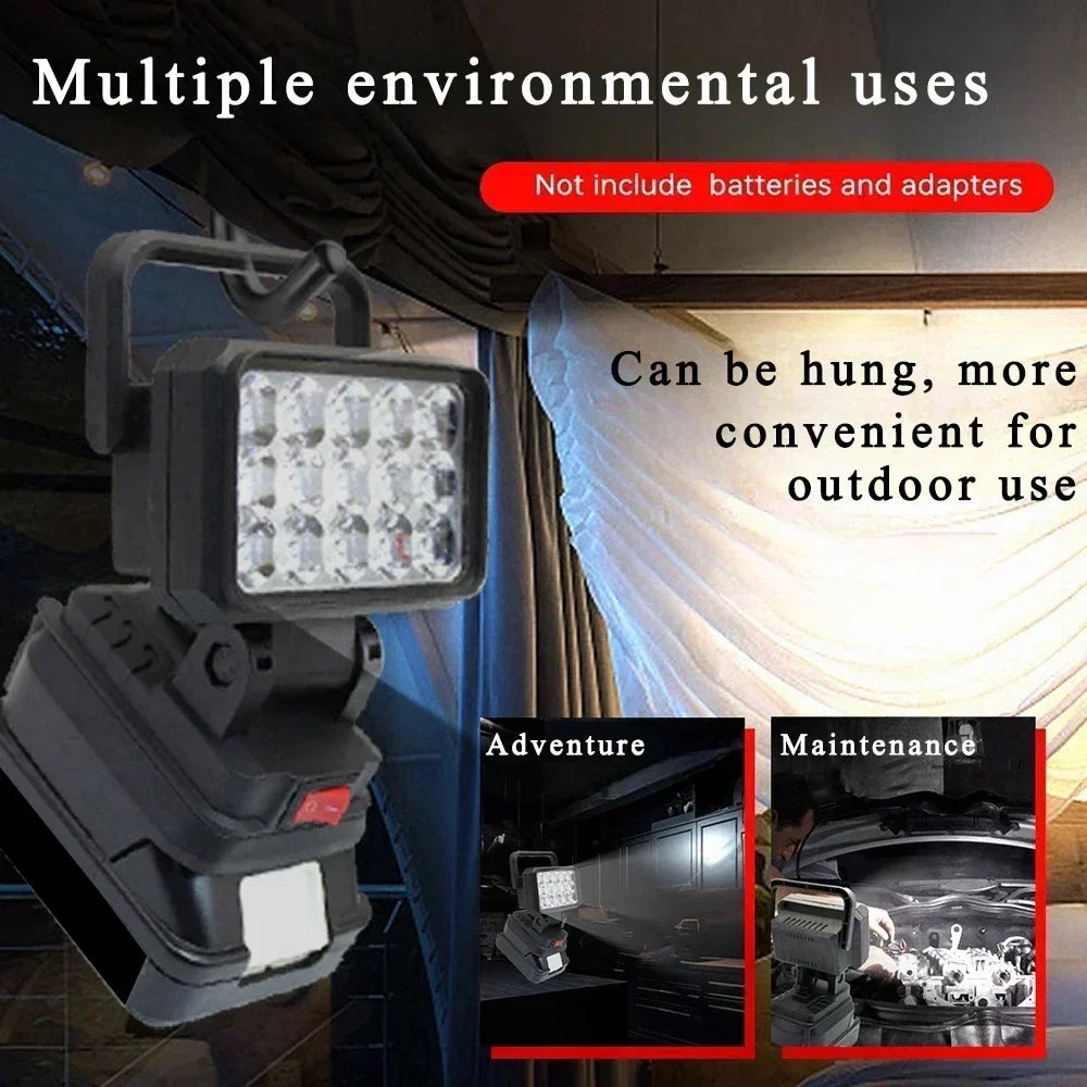 15 Beads LED Working Light – Portable Hand Lantern for 18V Li-ion Batteries