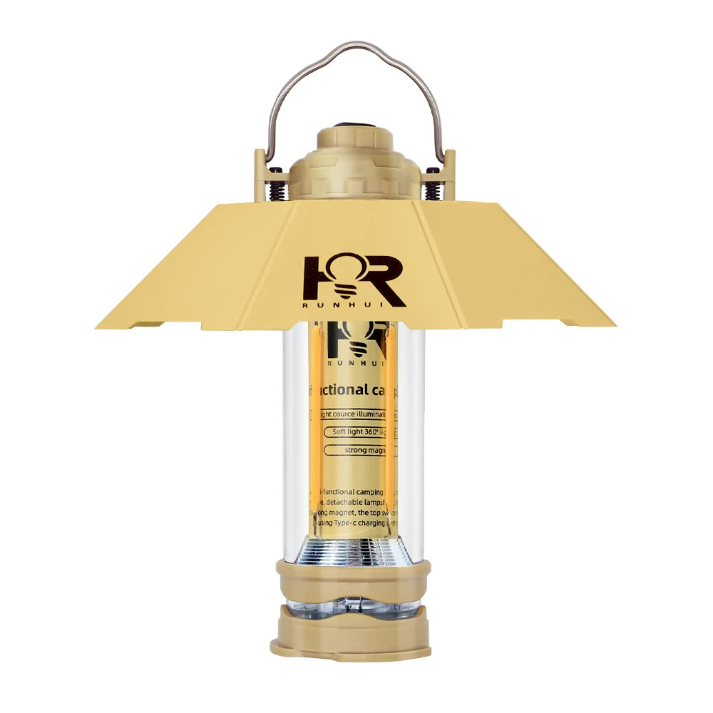3000mAh Retro Camping Lantern – Stepless Dimming, Waterproof, and Stylish Tent Light
