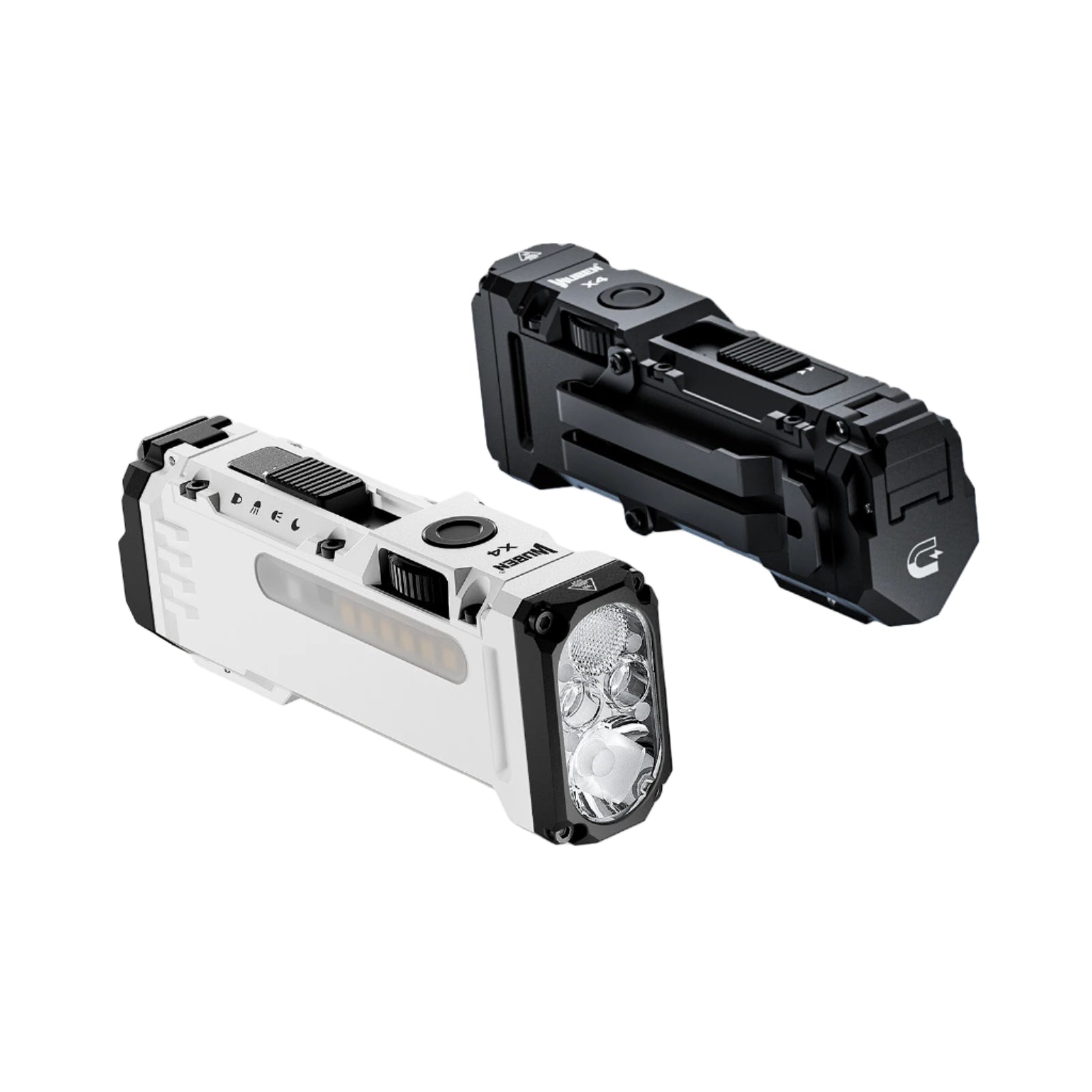 Flat EDC Flashlight 1500 Lumens Rechargeable LED Torch with RGB Light and Magnetic Base