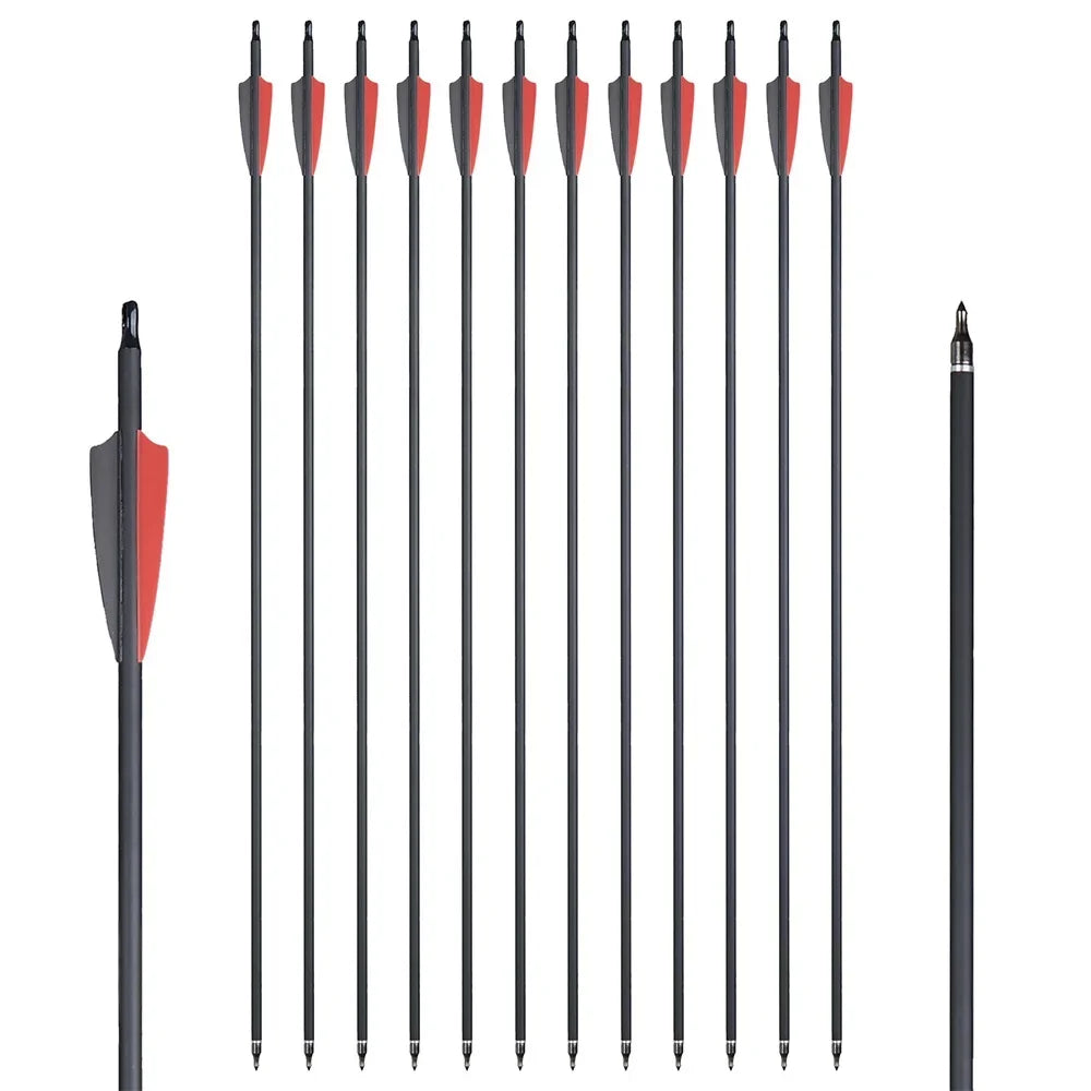 6/12/24PCS Mixed Carbon Arrows – 7.8mm Diameter, Spine 500-550, 3-Inch Feather