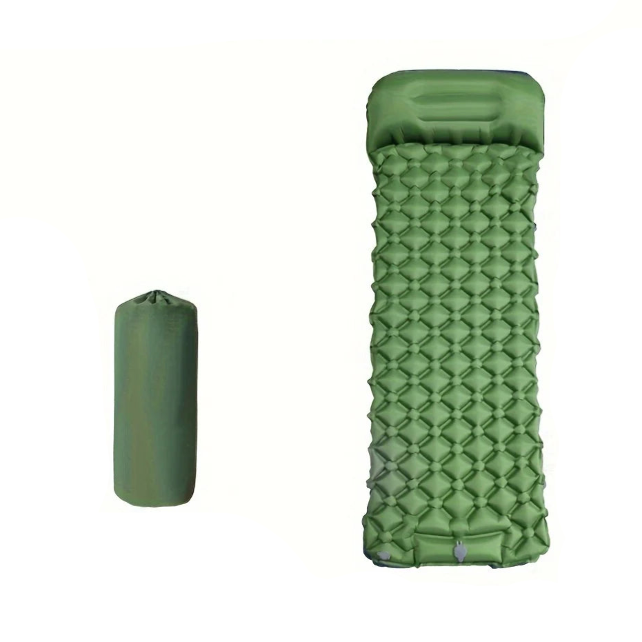 Inflatable Camping Sleeping Pad with Built-In Pillow and Foot Pump