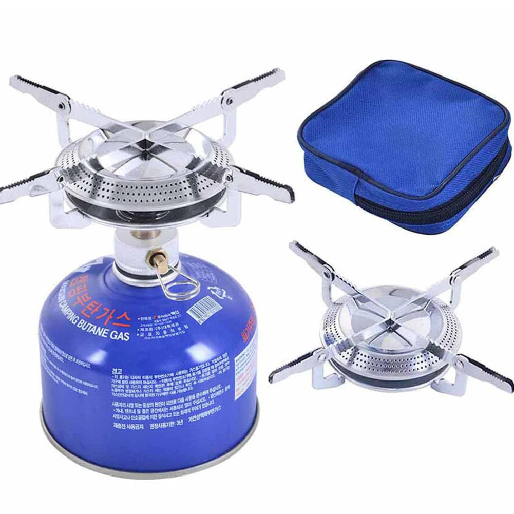 Portable Mini Gas Stove for Camping with Adjustable Flame and Storage Bag