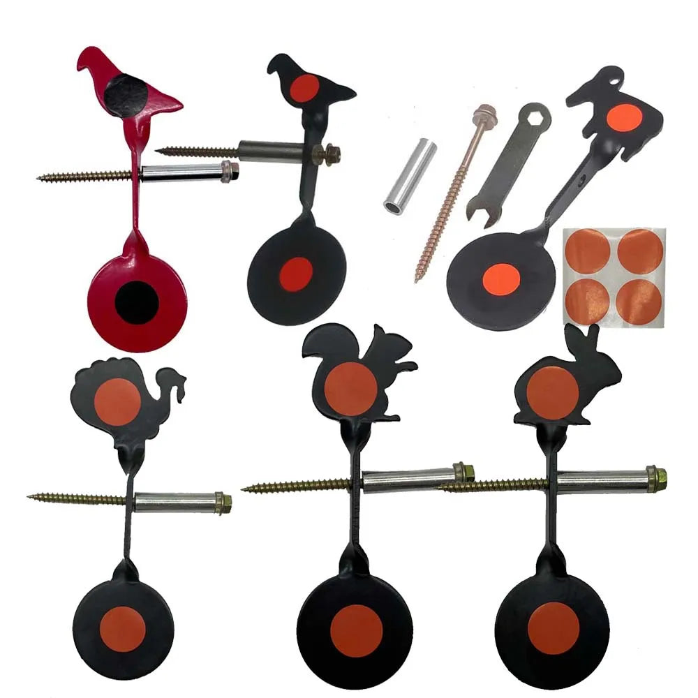 Steel Plinking Spinner Target – 5 Animal Options for Slingshot & Pellet Shooting