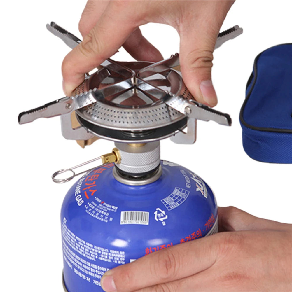 Portable Mini Gas Stove for Camping with Adjustable Flame and Storage Bag