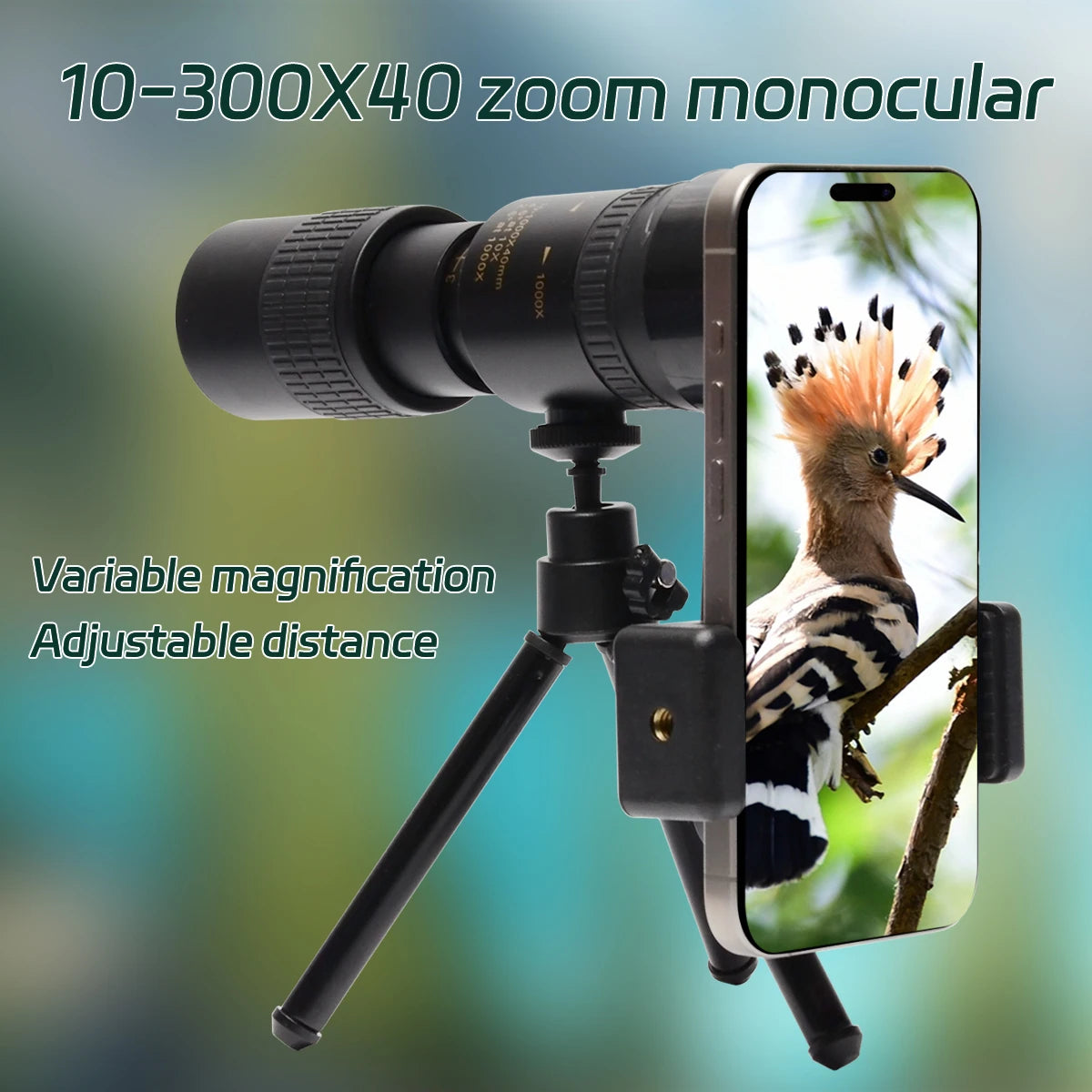 10–300x40 HD Zoom Monocular – Long Range FMC Optics for Hunting & Travel