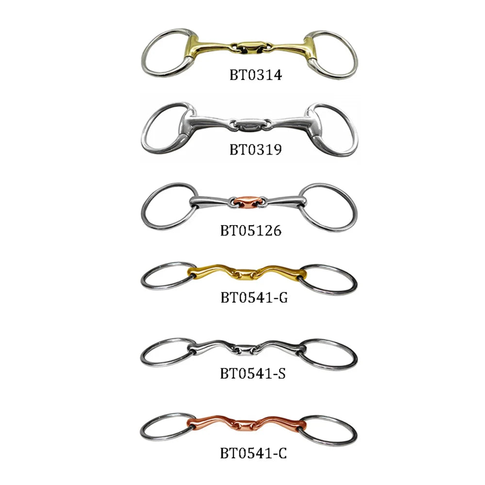 Stainless Steel Eggbutt Snaffle Bit, Jointed Mouth Horse Chew Training Equipment, Equestrian