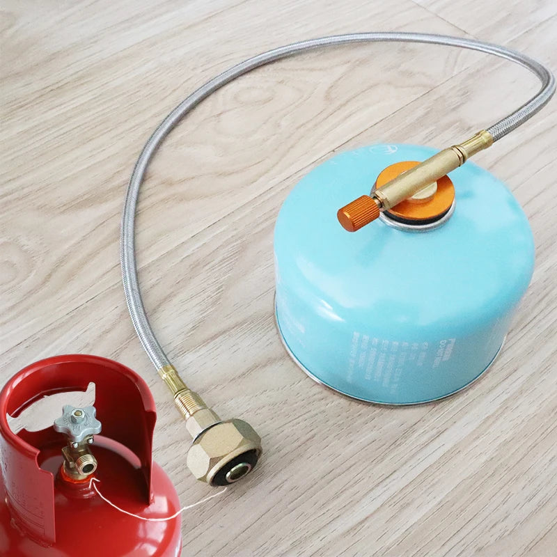 Camping Gas Refill Adapter with Braided Tube for Stove and Cylinder Connection