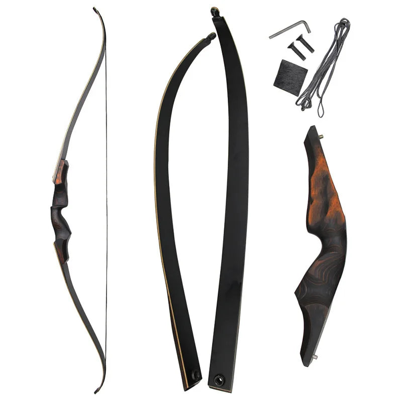 60" takedown recurve bow set – 20–60lbs high-density wood handle for hunting and training