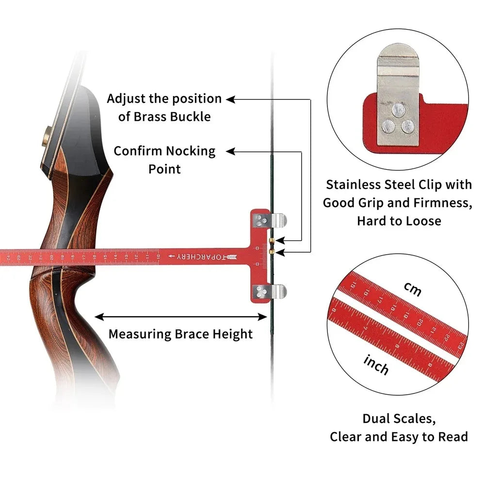 Aluminum Alloy Archery T-Ruler – Nocking Point & Brace Height Measurer
