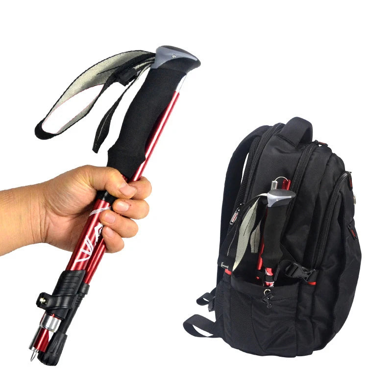 Foldable Trekking Pole – 5-Section Lightweight Walking Stick for Hiking & Travel