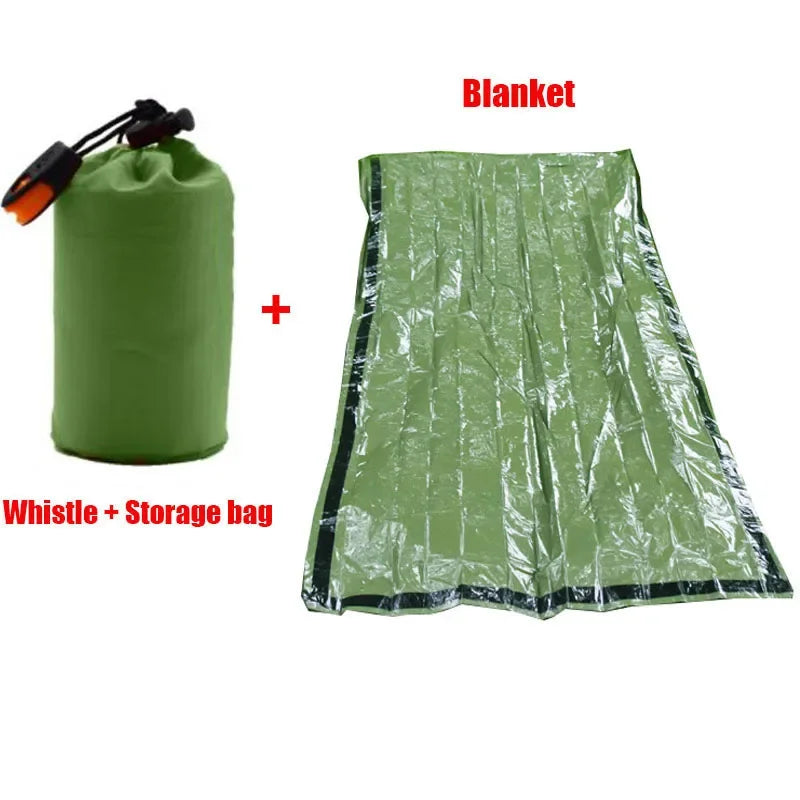 Portable Emergency Survival Sleeping Bag, Waterproof Thermal Mylar Sack, First Aid Rescue Kit