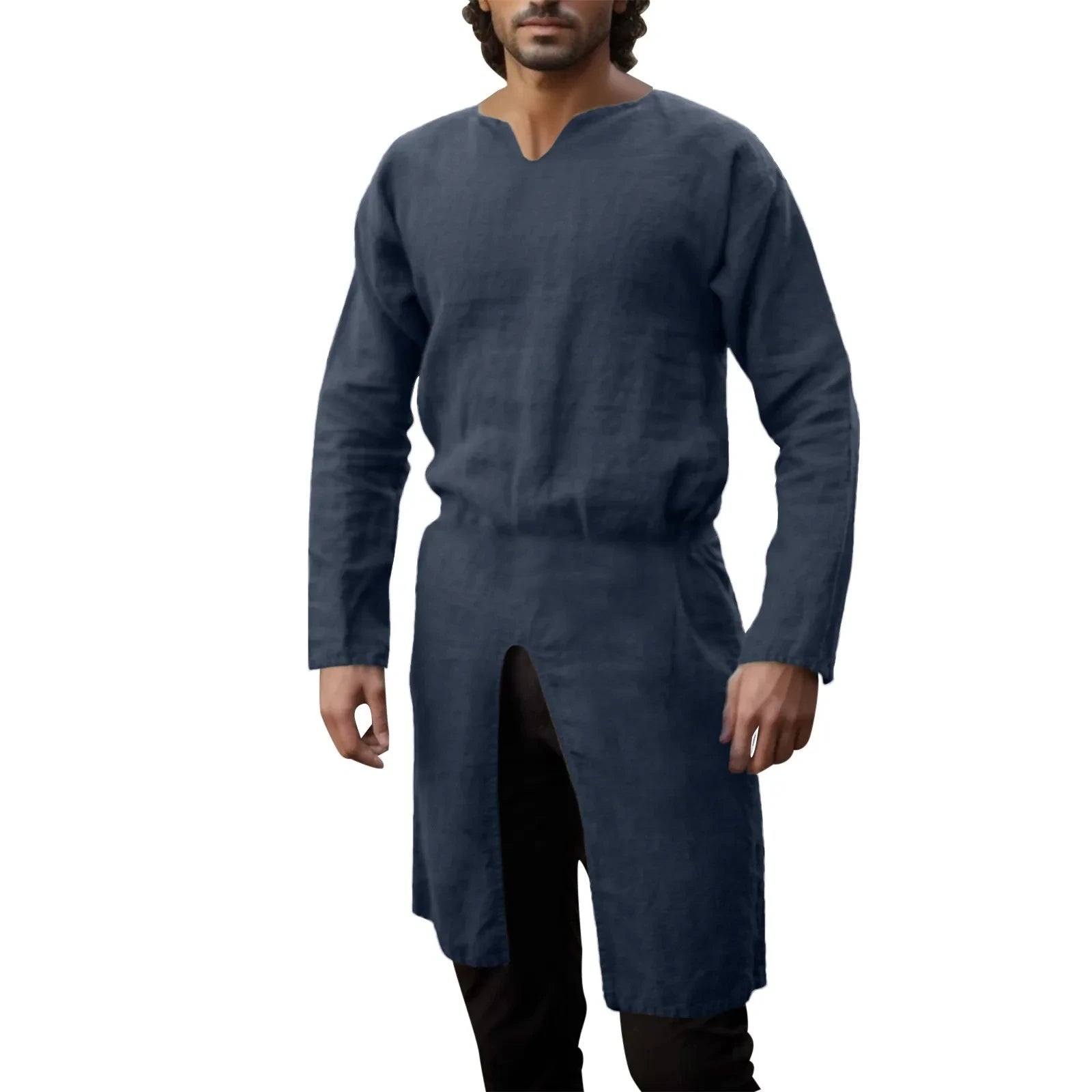 Men’s Renaissance Pirate Viking Tunic – Retro Medieval Gothic Shirt (No Belt)