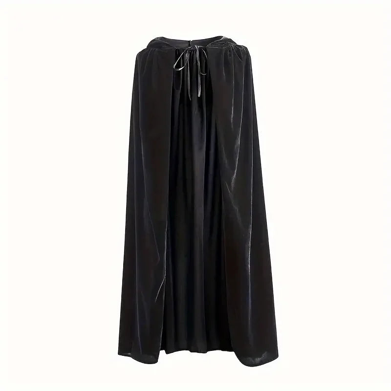 Medieval Velvet Hooded Cloak – Adult & Kids Unisex Vampire Witch Cosplay Cape
