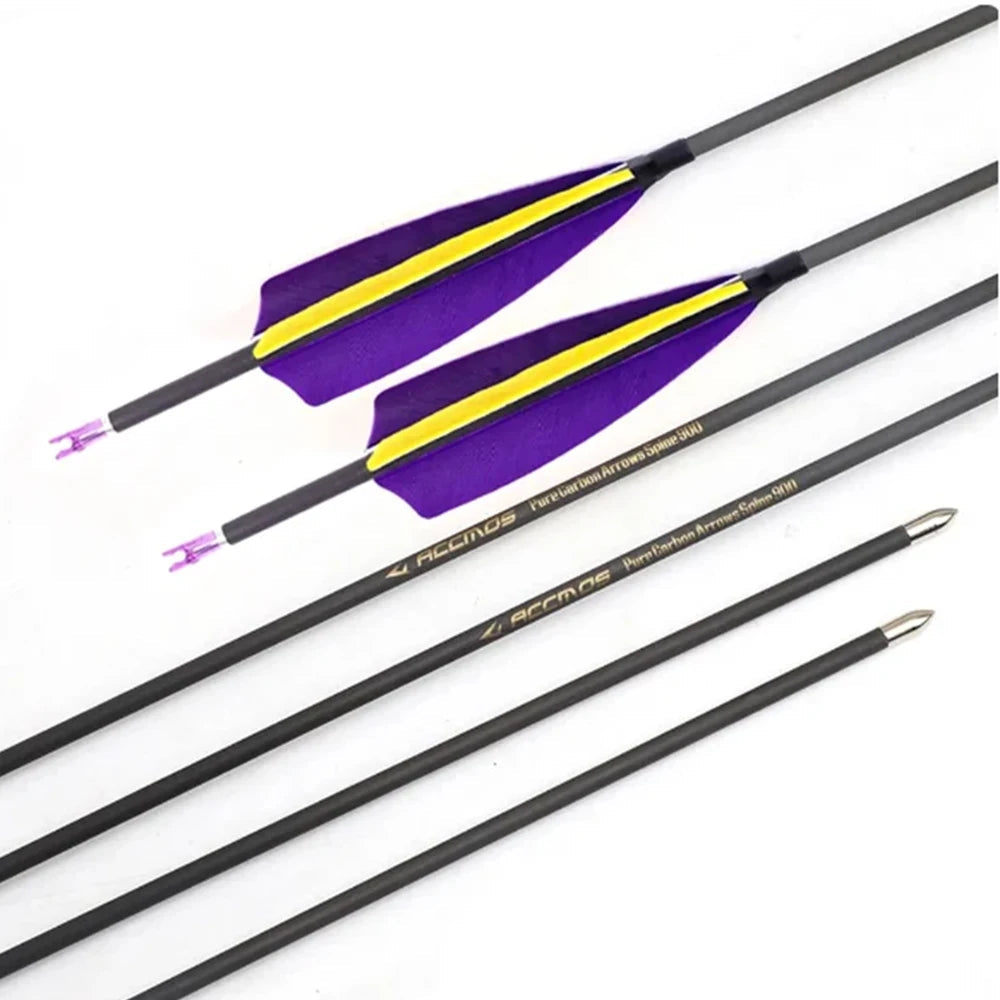 Pure Carbon Arrows – 6/12/18pcs ID4.2mm Spine 250-1500 with 4" Turkey Feathers