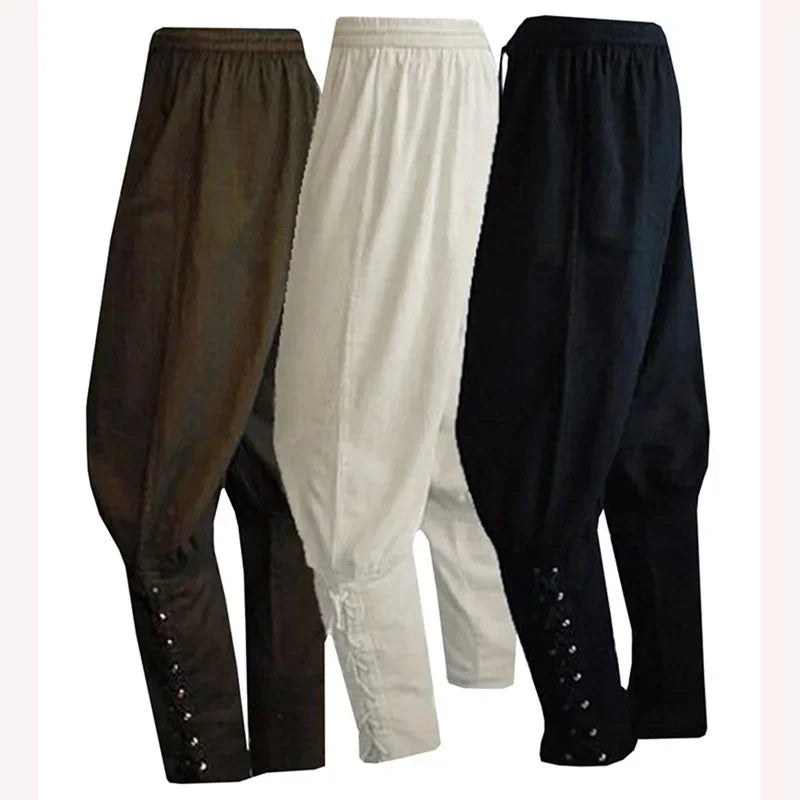 Men's Pirate Pants – Renaissance Medieval Gothic Cosplay Trousers, Plus Size Up to 3XL
