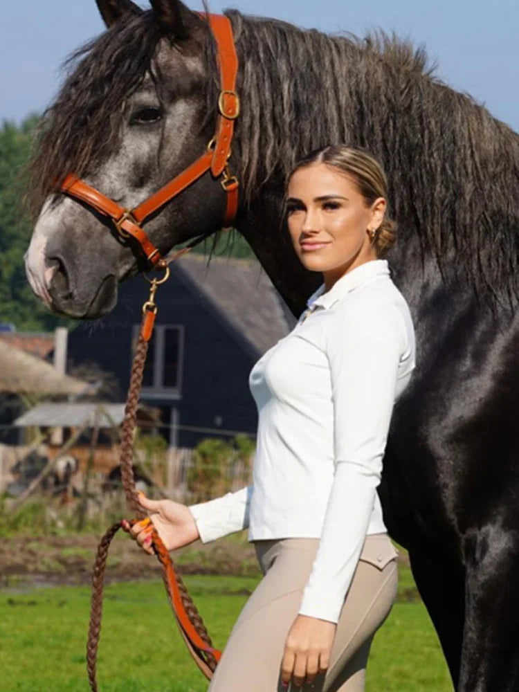 MXLLINA Women's Long-Sleeve Equestrian T-Shirt , Soft & Breathable Horse Riding Base Layer