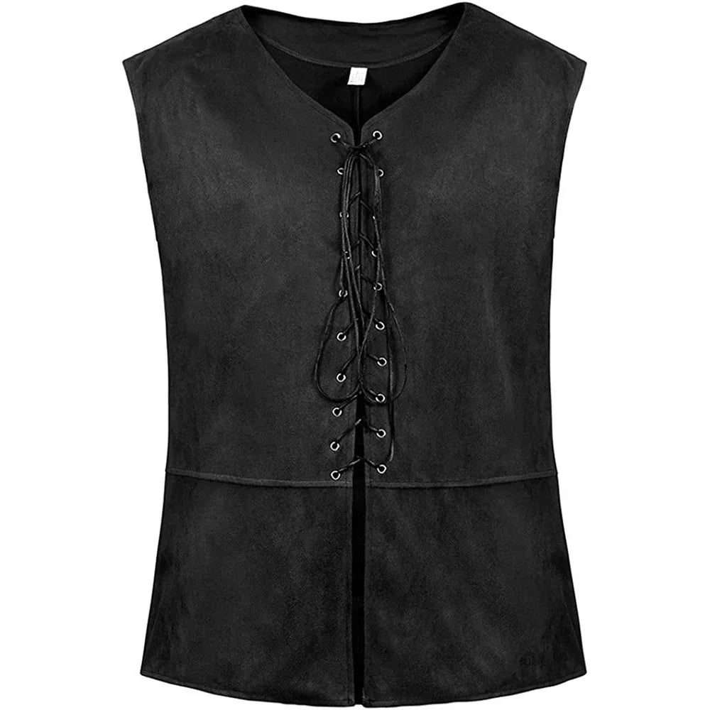 Steampunk Viking Pirate Vest – Men's Plus Size Sleeveless Gothic Renaissance Costume