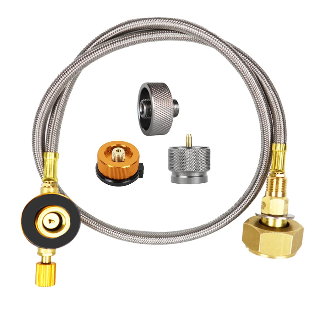Camping Gas Refill Adapter with Braided Tube for Stove and Cylinder Connection