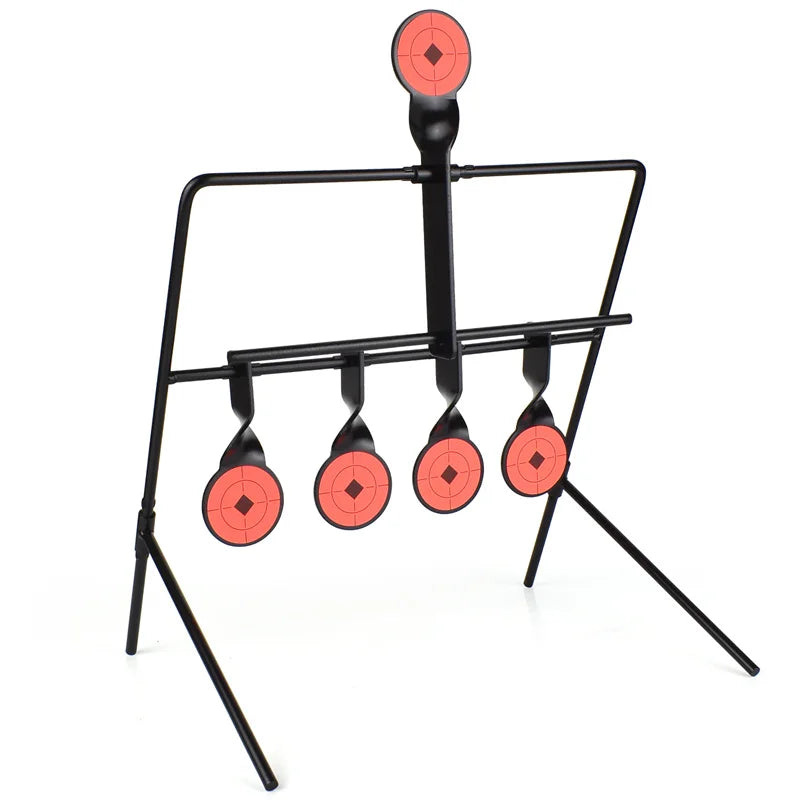 Rotating Metal Target Stand – 4+1 Self-Resetting Shooting Targets for Airsoft & Air Guns