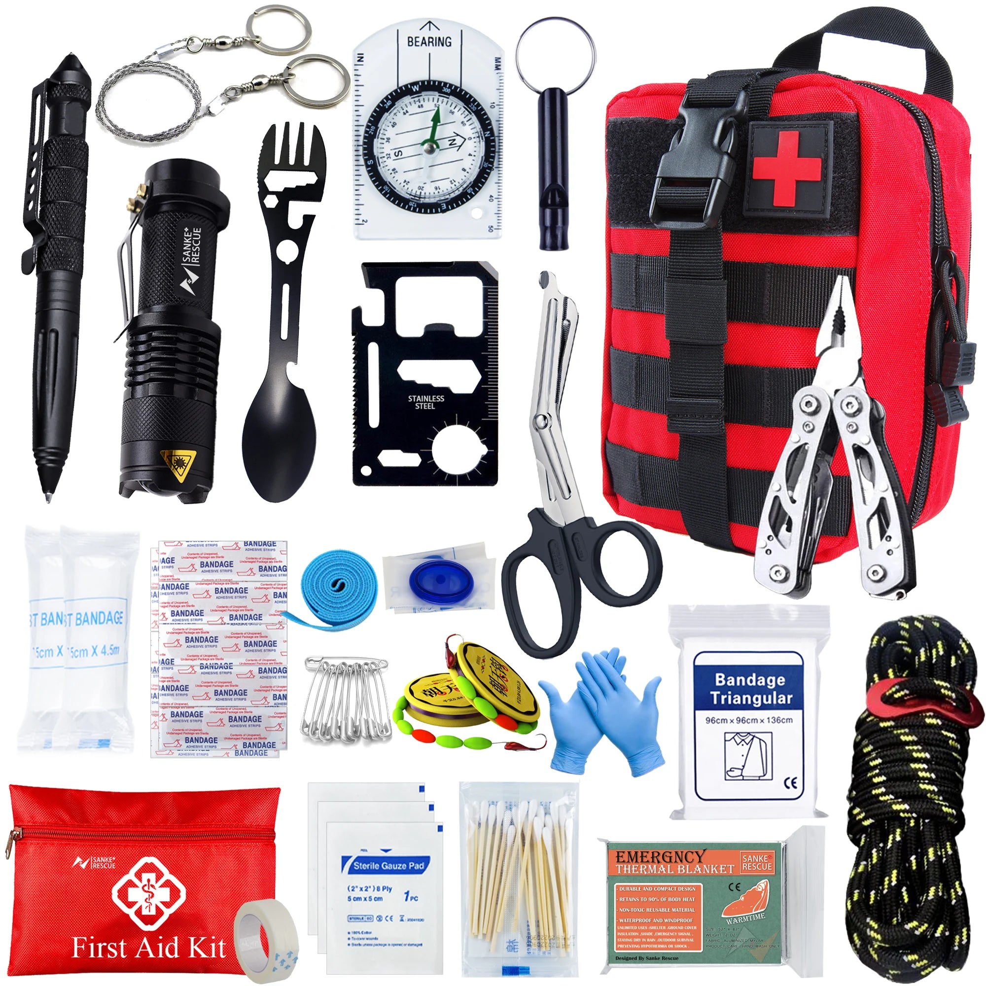 Tacticalgear Survival First Aid Kit – EDC Pouch for Car, Camping & Outdoor Emergencies