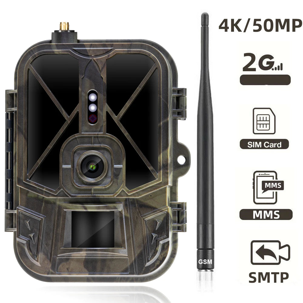 2G Cellular Trail Camera – 16MP 4K Wildlife Photo Trap with Long Standby