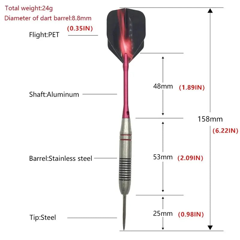3 pcs 24g stainless steel darts set – durable design for adult training and casual play