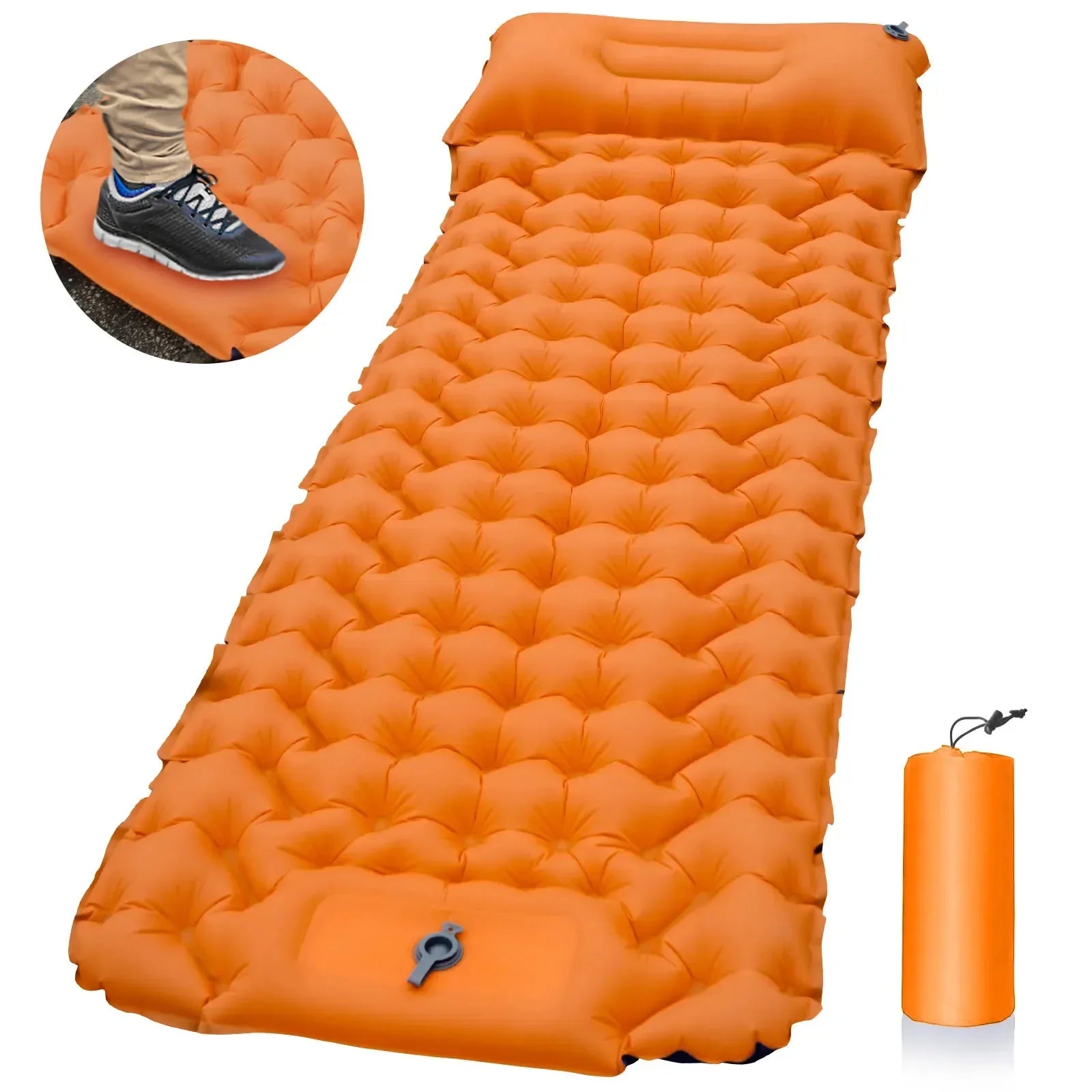 Ultralight Inflatable Camping Sleeping Pad with Pillow and Built-In Pump