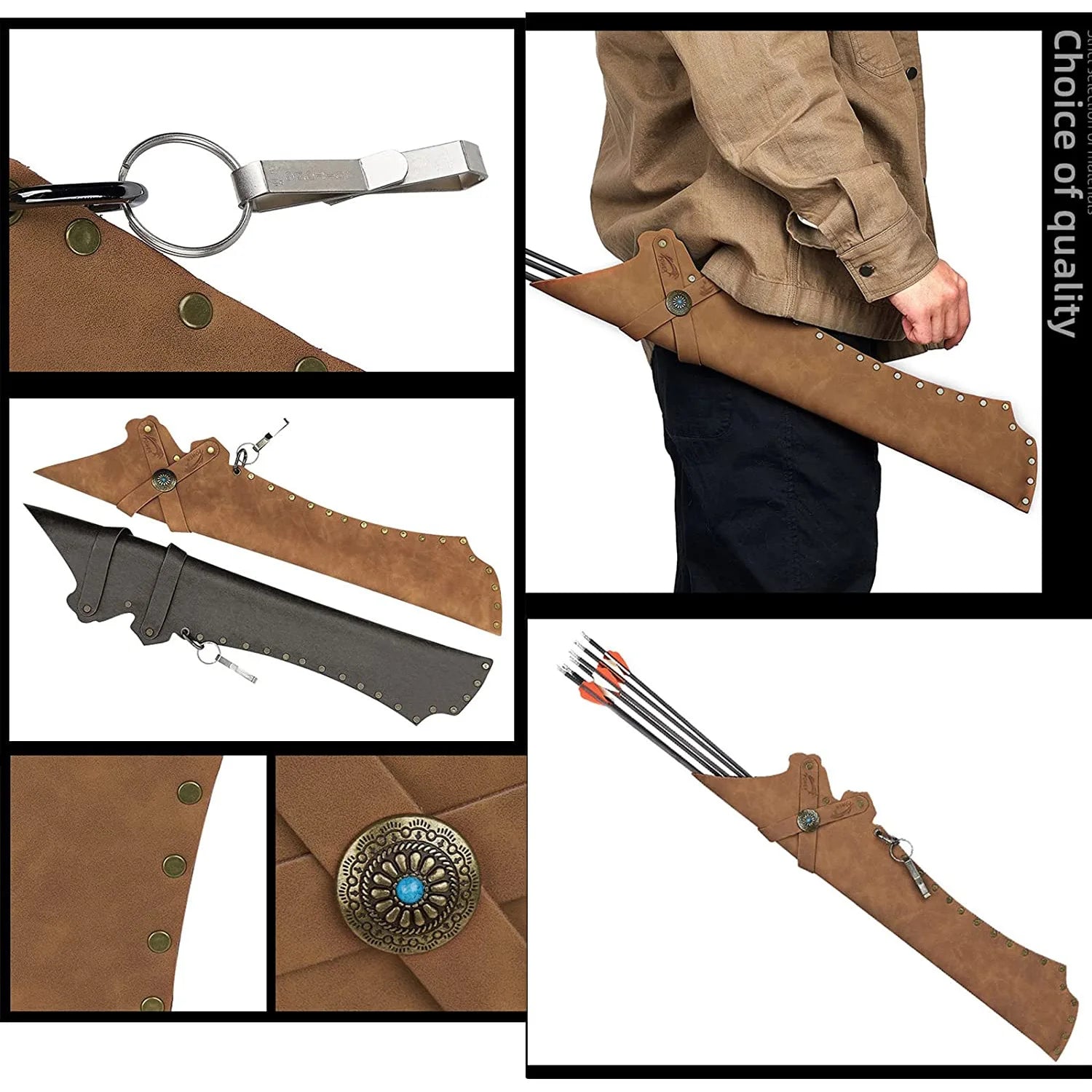 PSKOOK Hip Arrow Quiver – Compact PU Archery Bag for Hunting & Target Practice (Holds 12 Arrows)