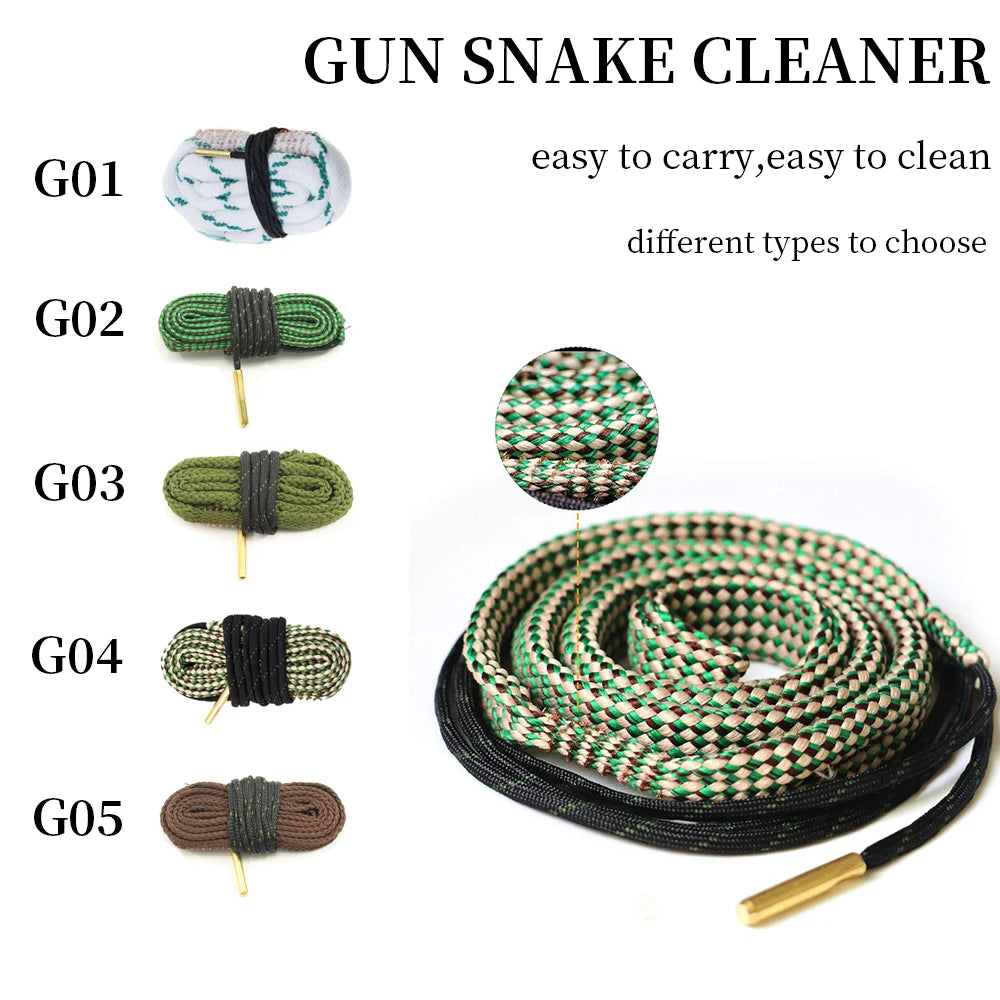 Gun Bore Rope Brush Cleaner – Quick & Easy Barrel Snake Cleaner for Rifles & Pistols (5.56mm, .223, .22, 9mm, .380, 12 GA, .30 Cal, .308)
