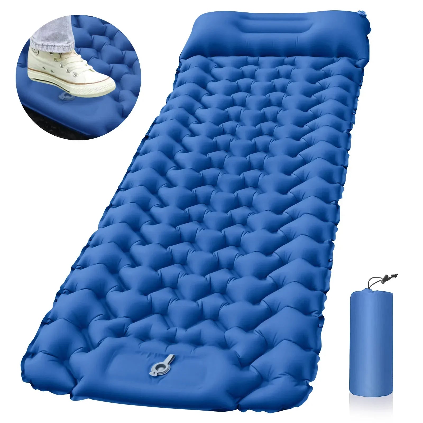 Ultralight Inflatable Camping Sleeping Pad with Pillow and Built-In Pump
