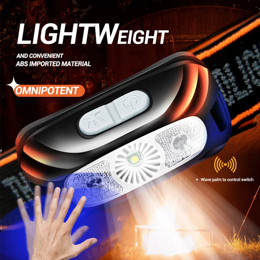 Mini Rechargeable Sensor Headlamp | USB LED Head Torch for Fishing & Camping