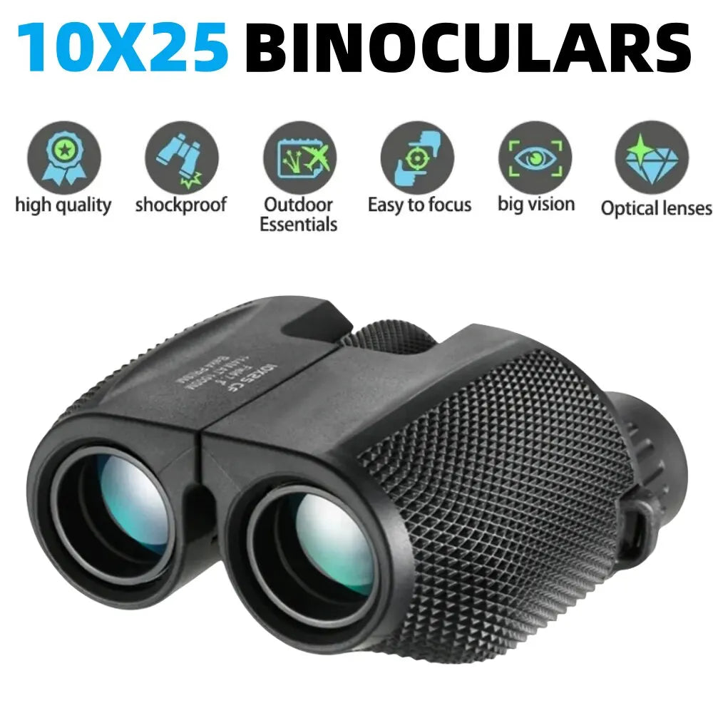 10x25 HD Mini Binoculars – BAK4 FMC Compact Telescope for Bird Watching, Travel & Sports
