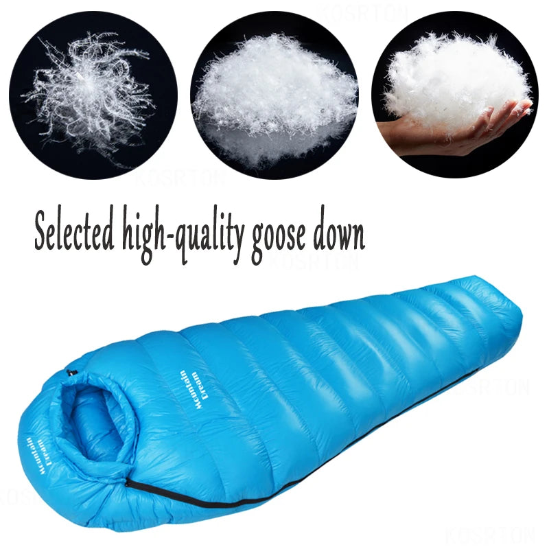 Winter Mummy Goose Down Sleeping Bag for Camping and Cold Weather Trips
