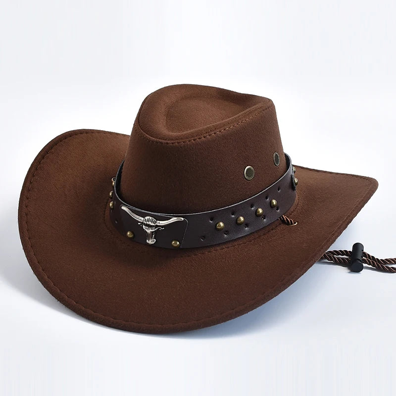 Western Cowboy Hats – Vintage Big-Edge Gentleman Cowgirl Jazz Hat for Holidays, Party & Cosplay