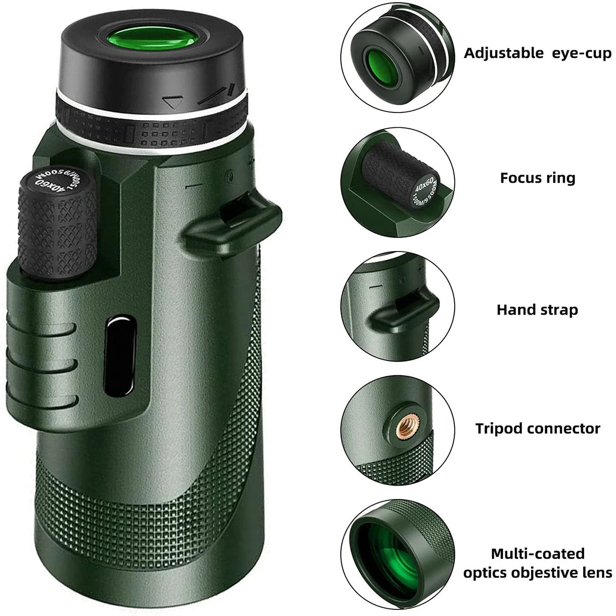 12x40 Monocular Telescope with Tripod and Phone Mount for Outdoor Viewing