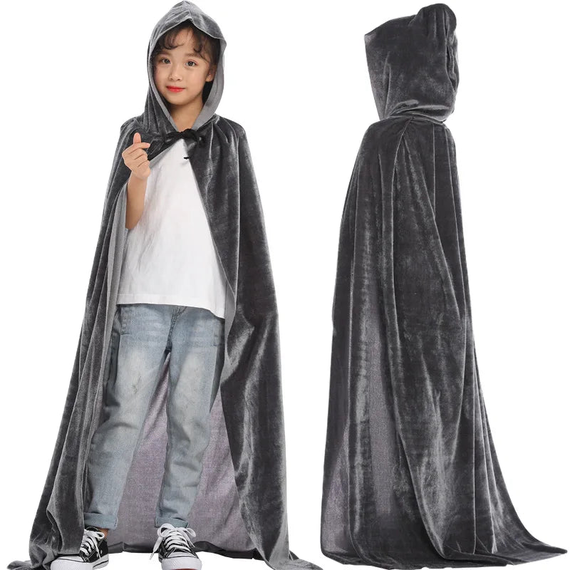 Witch & Death Hooded Cloak – Adult & Kids Halloween Cape in 8 Colors