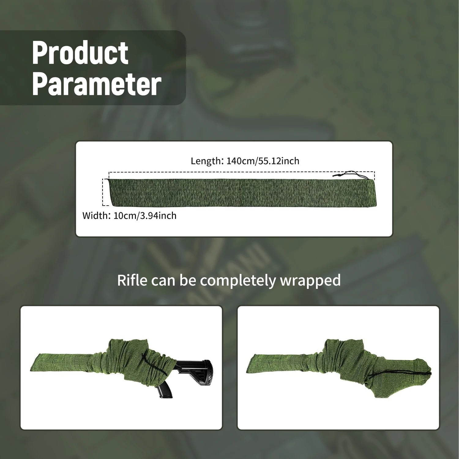 5PCS Silicone Treated Gun Socks – 55" Flexible Knit Rifle Covers with Drawstring Closure