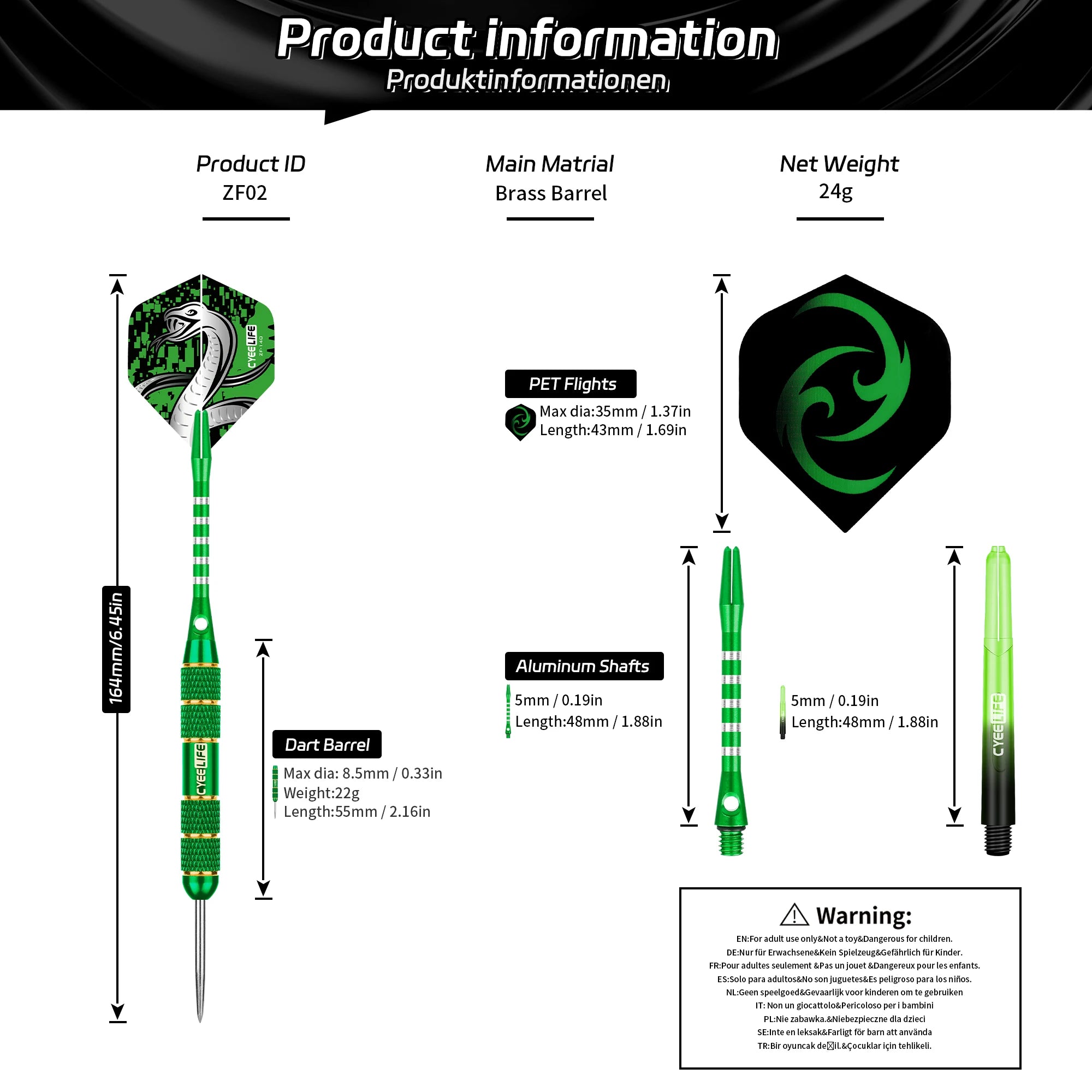 CYEELIFE 24g Professional Steel Tip Darts – 3PCS Set with Anti-Fall Pure Copper Design