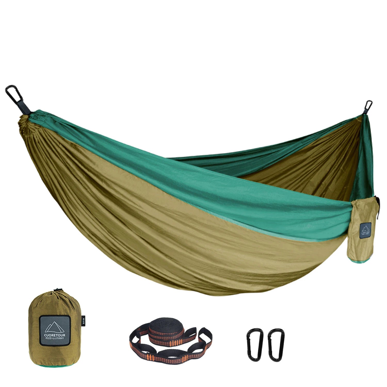 Single and Double Size Camping Hammock in Lightweight Parachute Nylon