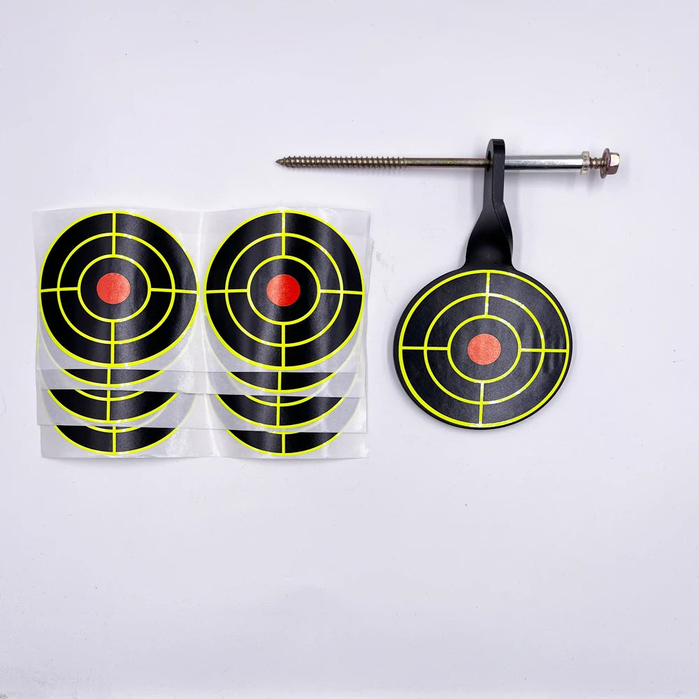 5mm Steel .22LR Rotating Target – Round Spinning Shooting Target with Color Impact Stickers