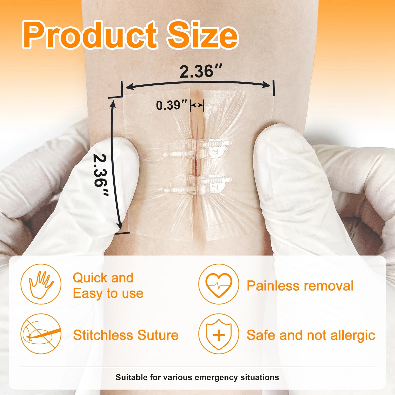 Zipper Painless Wound Closure Device Suture-free Emergency Laceration Closure Strips Kit