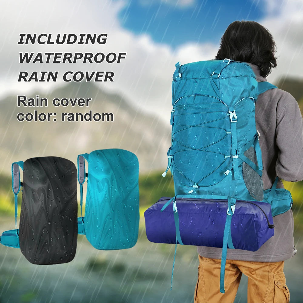 50L Hiking Backpack with Rain Cover for Trekking, Camping and Outdoor Travel