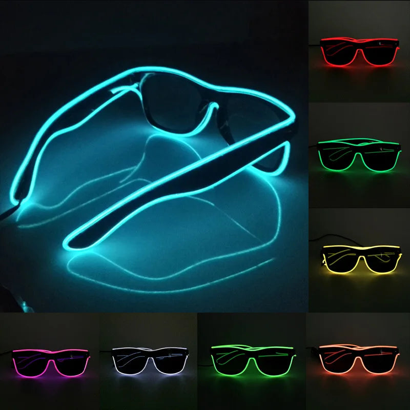 Flashing EL Wire LED Glasses – Luminous Party Sunglasses for Halloween & Neon Events
