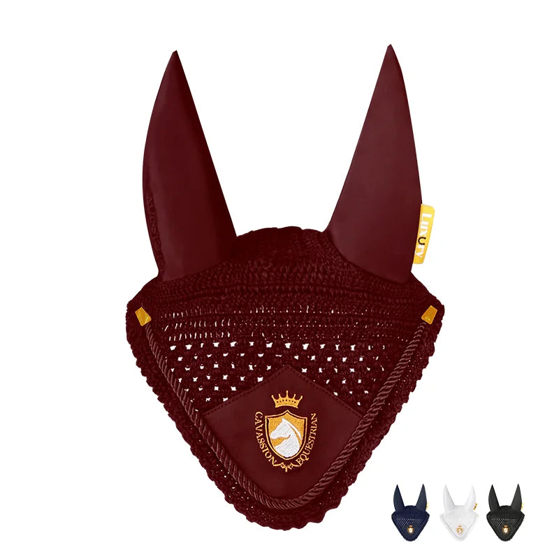 Horse Ear Cover – Embroidered Fly & Wind Protection Mask for Equestrian Use