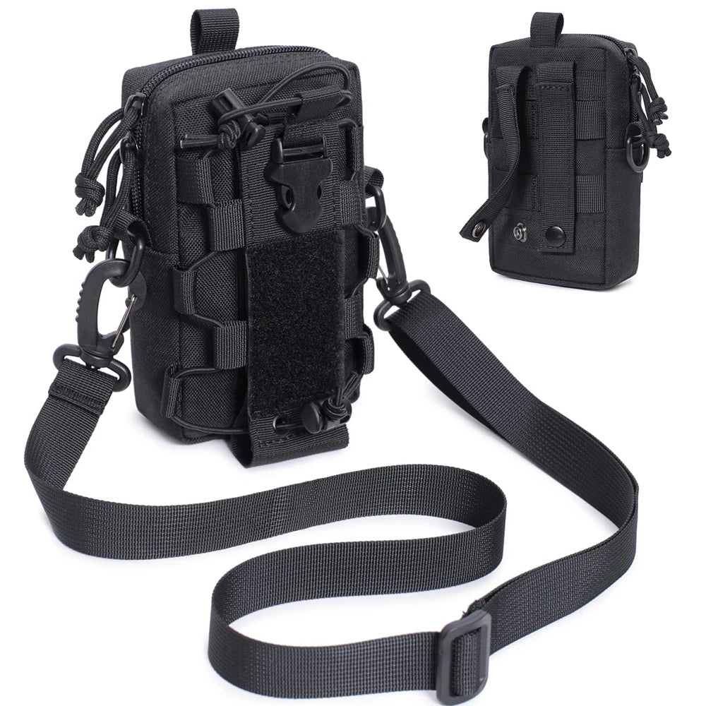 MOLLE EDC Water Bottle Pouch | Tactical Kettle & Phone Carrier for Hunting, Organizer Waist Pack Bag