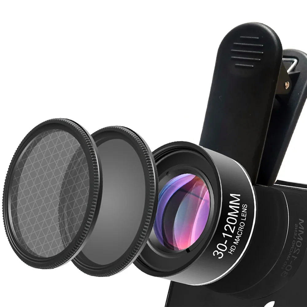 30–120mm Macro Lens with CPL & Star Filters for Mobile Photography