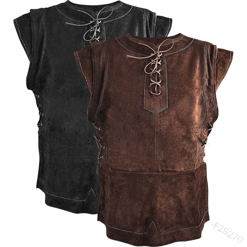 Gothic Pirate Renaissance Knight Waistcoat – Men’s Medieval Sleeveless Vest Jacket