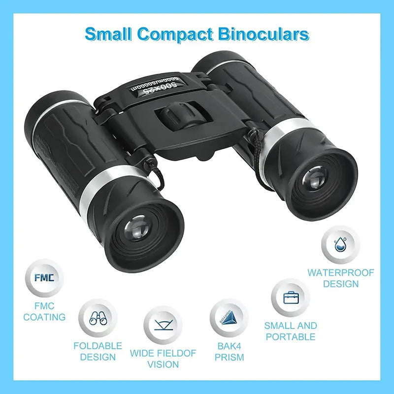 500X25 HD Binoculars with BAK4 Prism for Long-Distance Outdoor Viewing