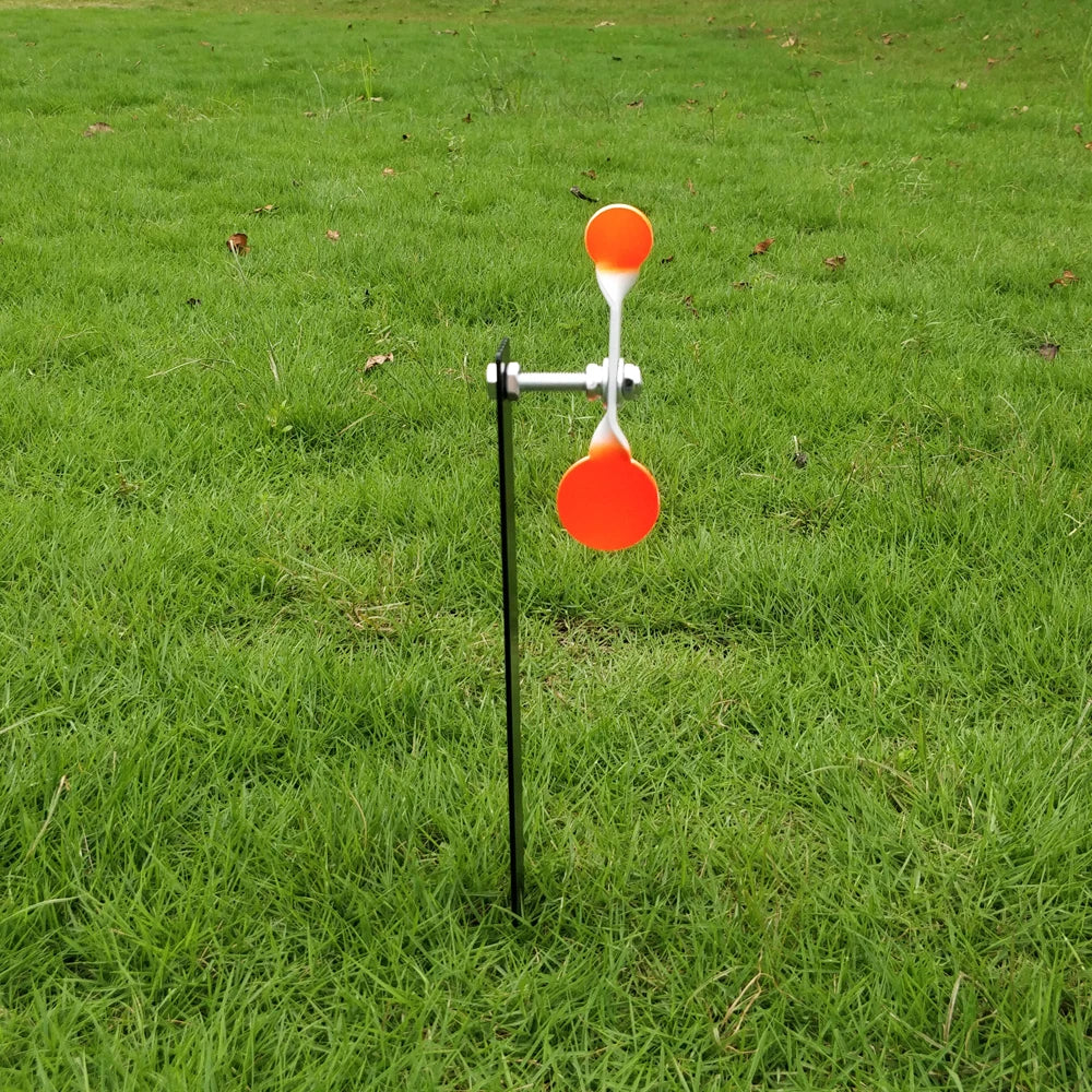 3mm Slingshot & Airgun Shooting Practice Metal Target - Vertical Spinning, Orange Painted